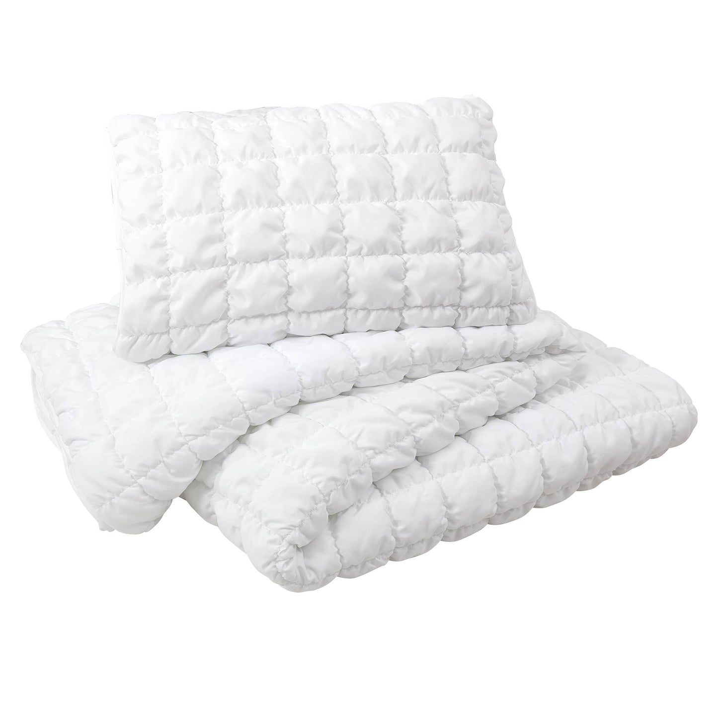Dreamy Clouds Solid Quilt Set - White