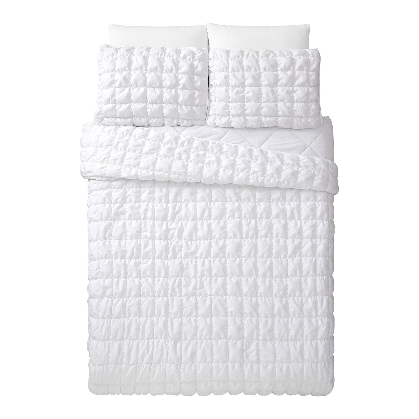 Dreamy Clouds Solid Quilt Set - White