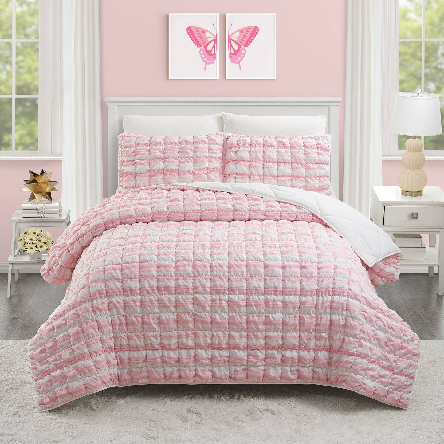 Dreamy Clouds Printed Quilt Set - Pink