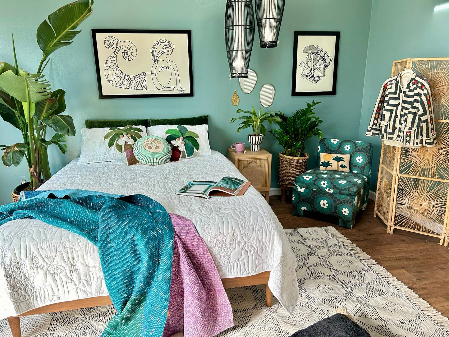 Palmita Hook Pillow w/Pom Tassels
