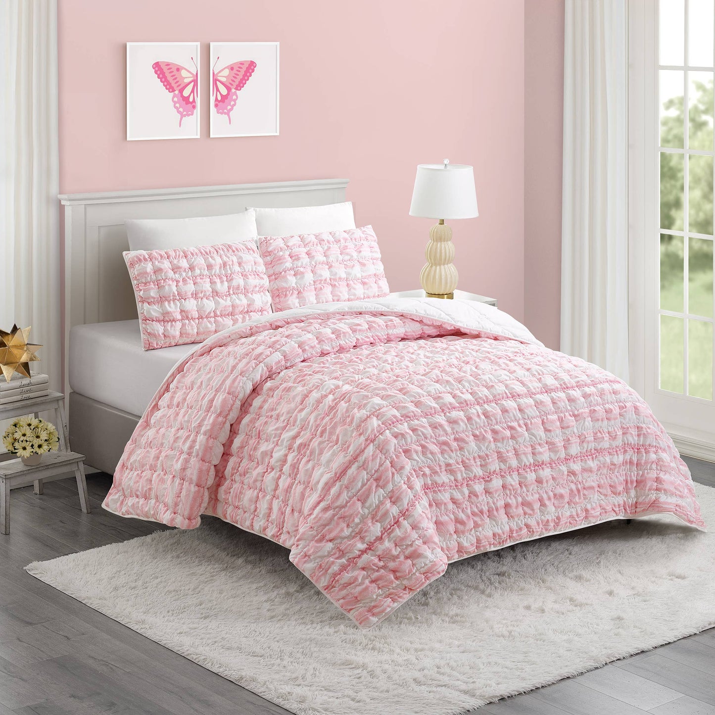 Dreamy Clouds Printed Quilt Set - Pink