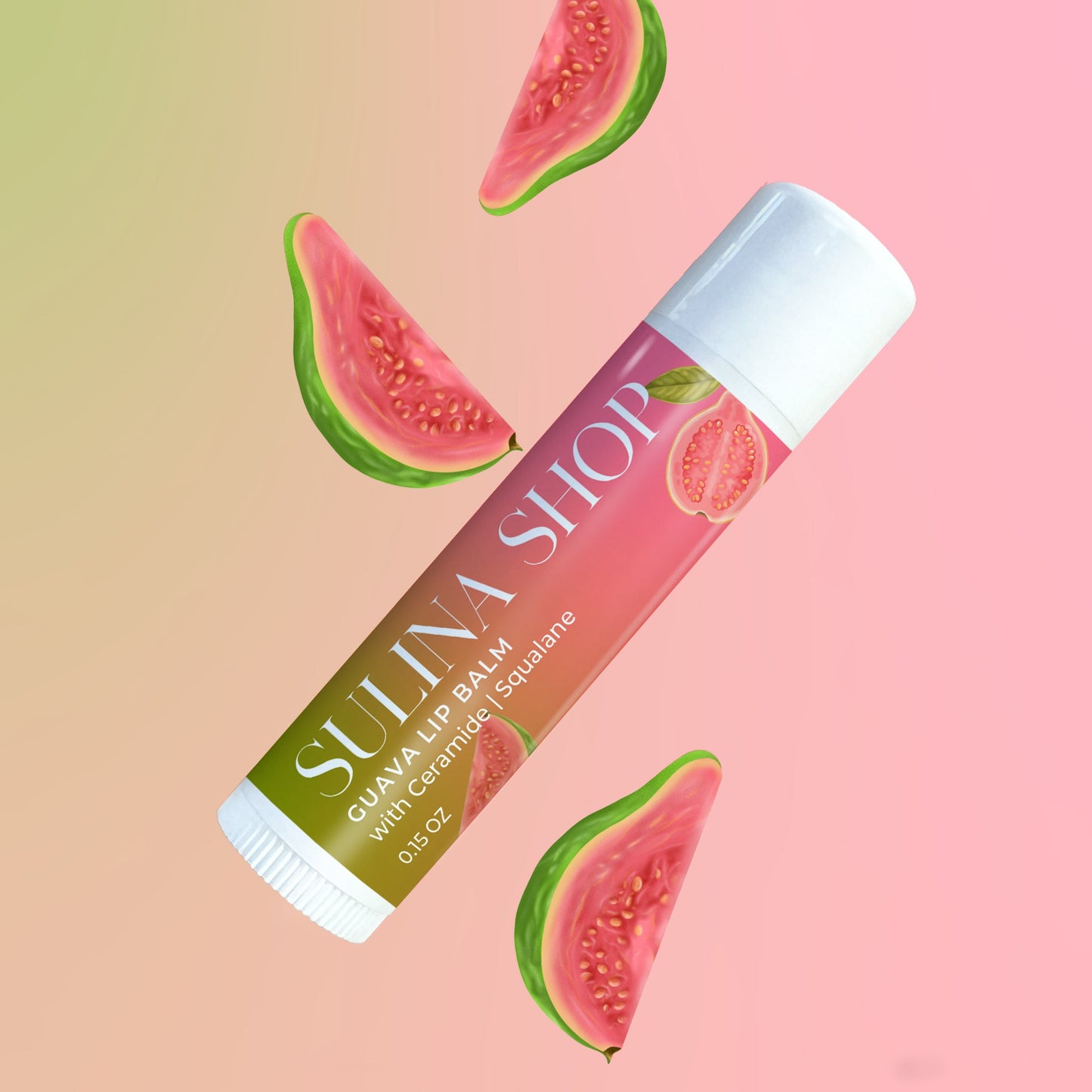 Hydrating lip balm with beeswax base and natural guava flavor