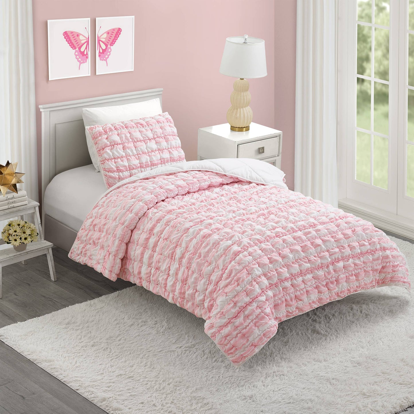 Dreamy Clouds Printed Quilt Set - Pink