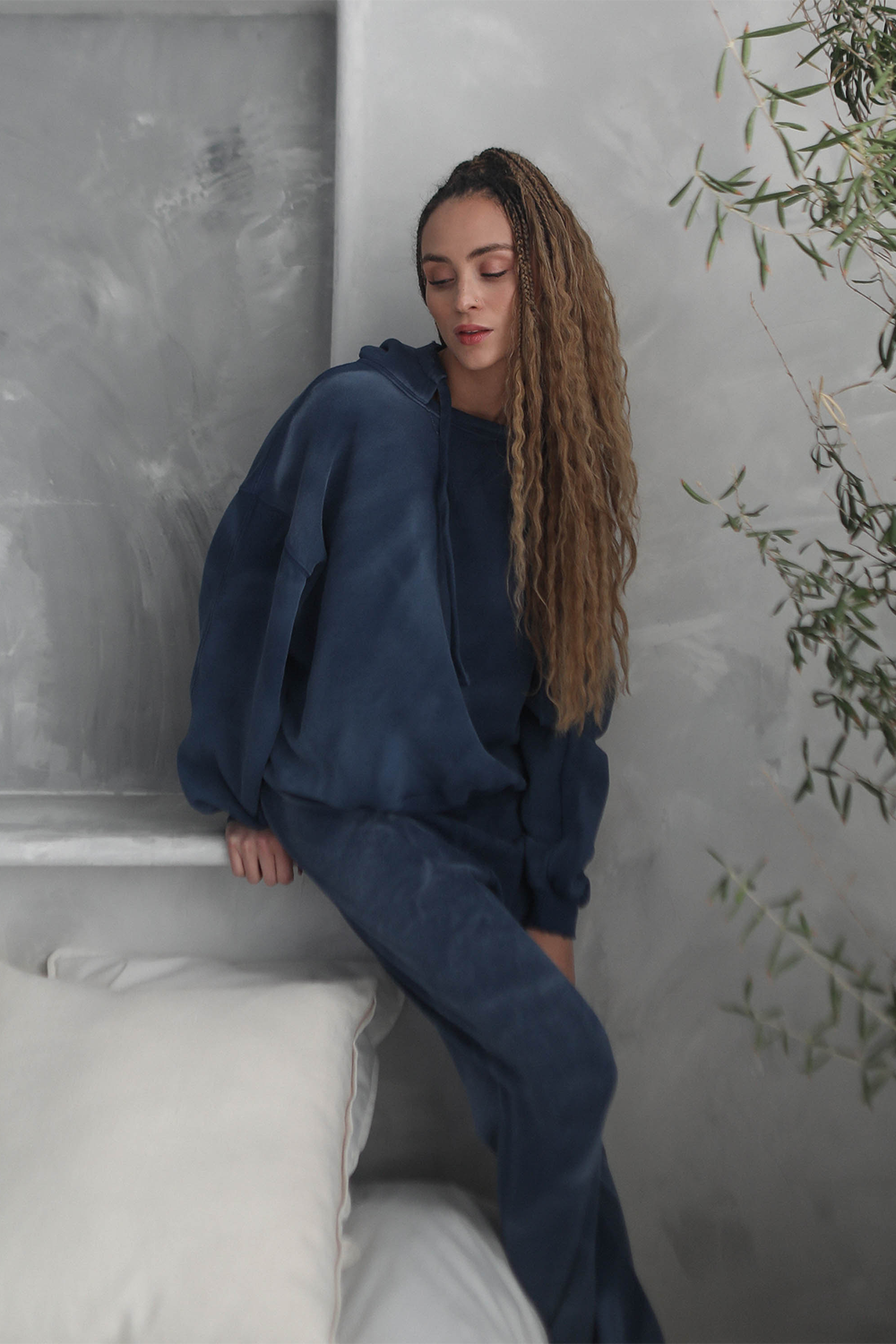 Vintage indigo print with brushed two-toned design made from 100% organic cotton