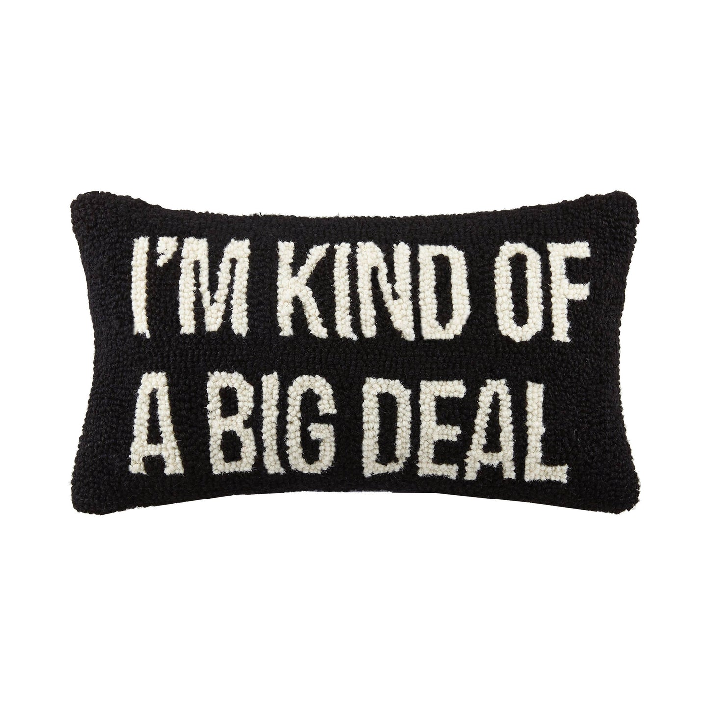 Black Novelty “I’m Kind of a big deal” accent pillow in all white caps