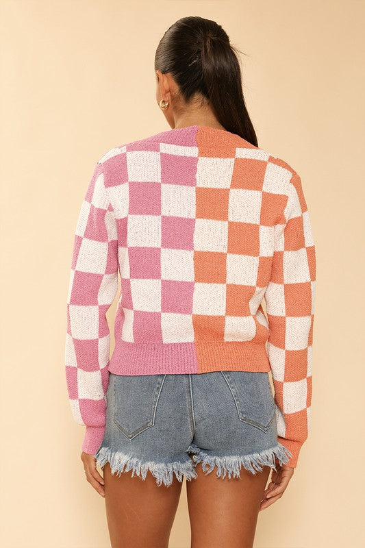 Color Squared Cropped Sweater