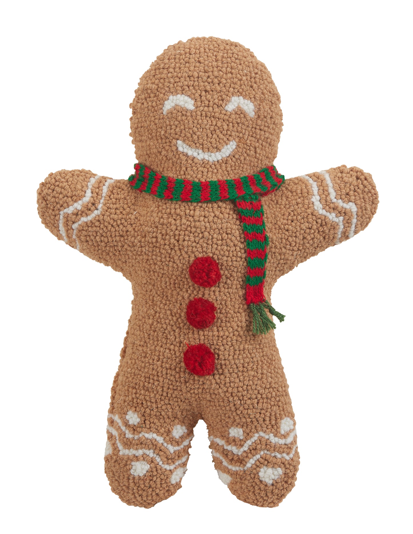 Gingerbread man shaped holiday pillow