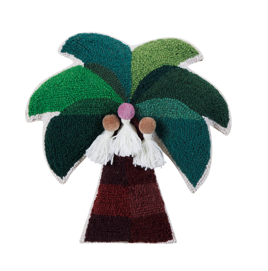 Adorable mini tropical palm tree pillow with tassels