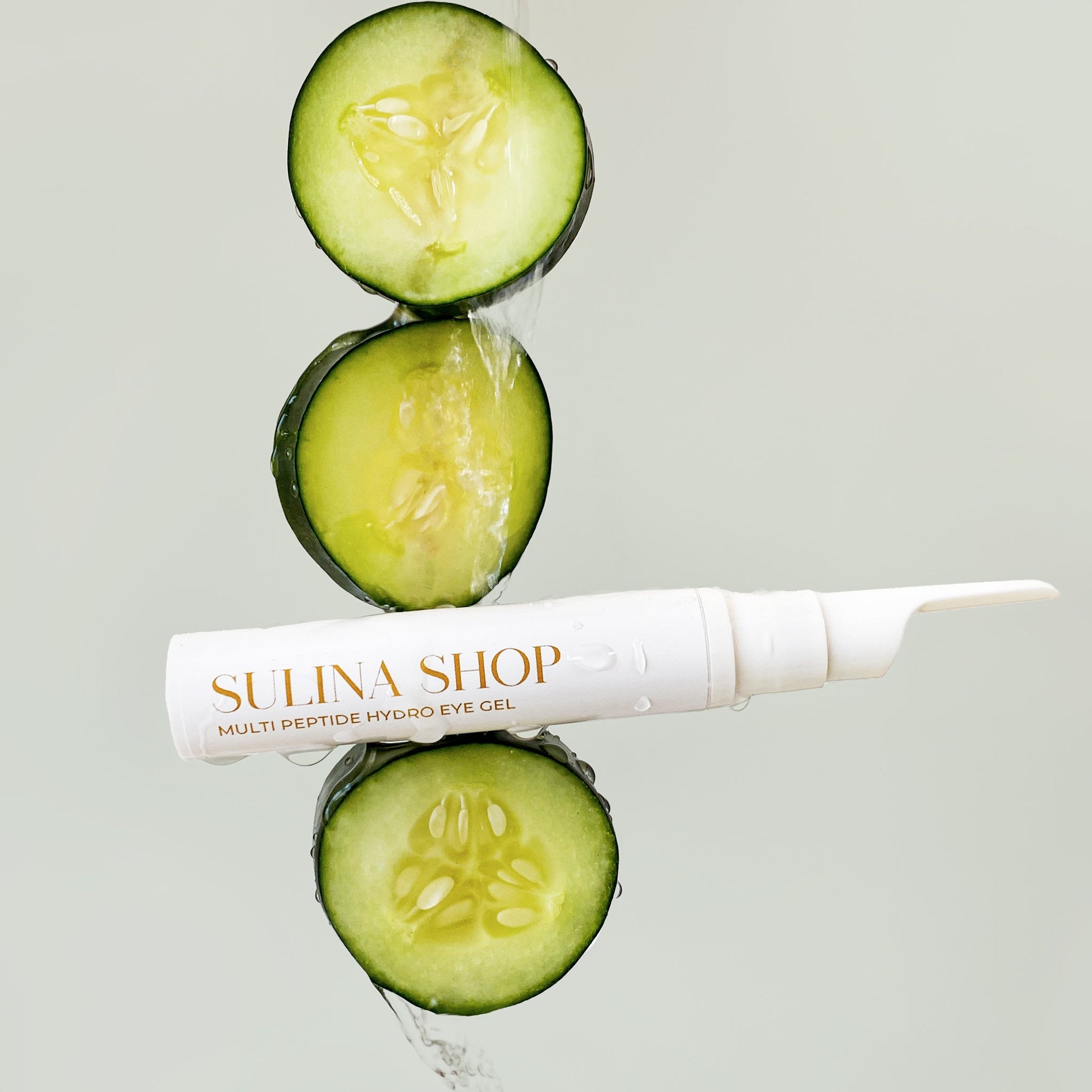 Soothing hydro Gel for under eye puffiness featuring cucumber and hyaluronic acid in convenient applicator stick.