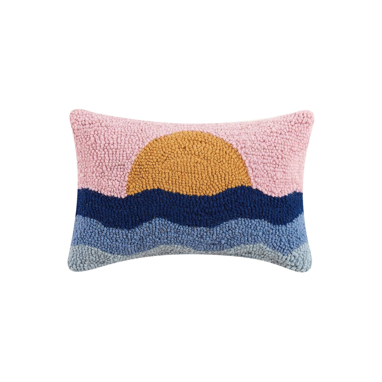 Soothing throw pillow with picturesque nautical sunset scene