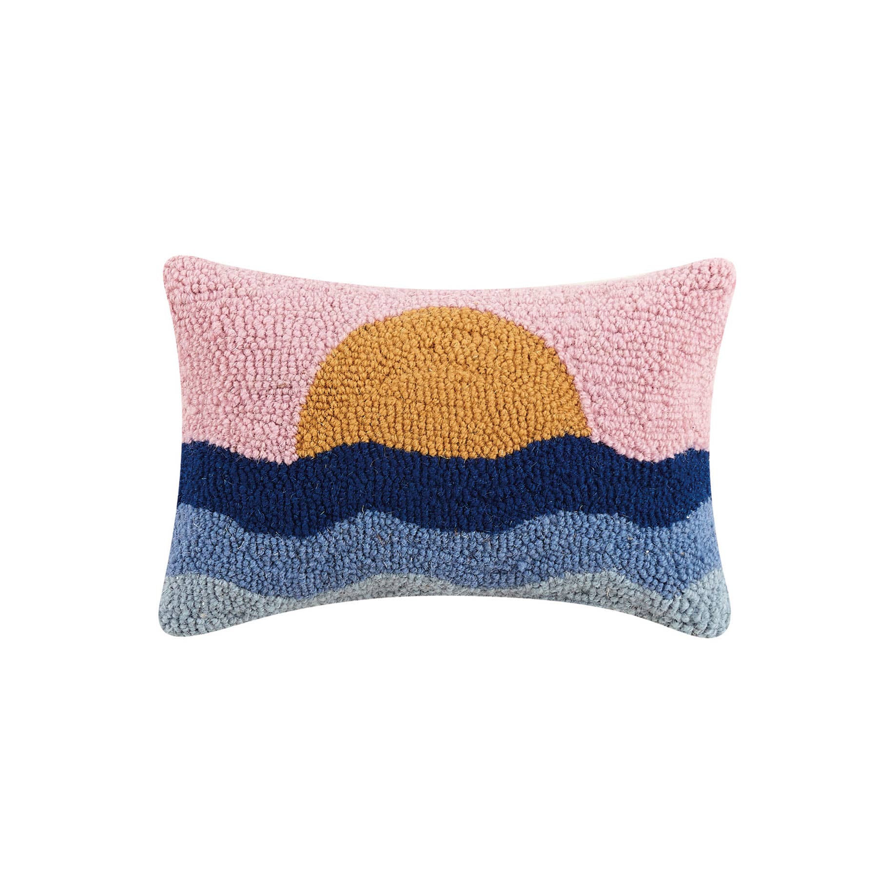 Soothing throw pillow with picturesque nautical sunset scene