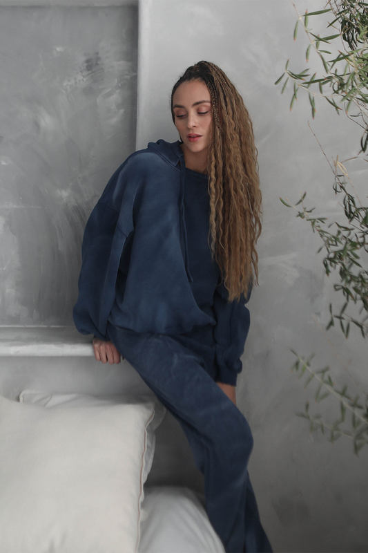 Vintage indigo print with brushed two-toned design made from 100% organic cotton