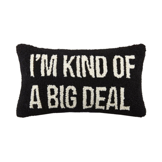 Black Novelty “I’m Kind of a big deal” accent pillow in all white caps