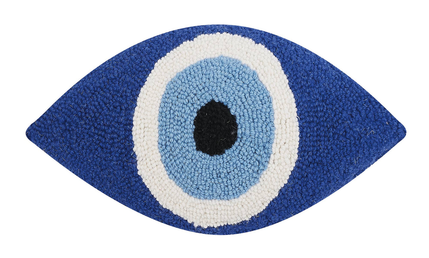  Oval evil eye shaped throw pillow in blue and white for home accent