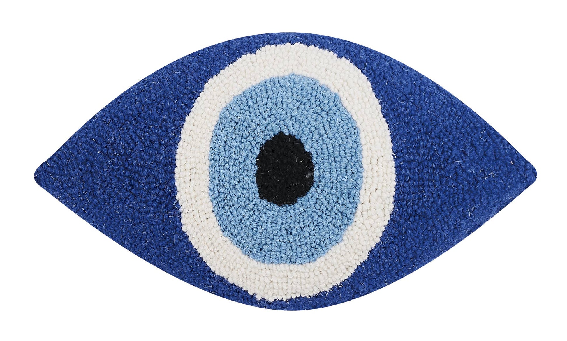  Oval evil eye shaped throw pillow in blue and white for home accent
