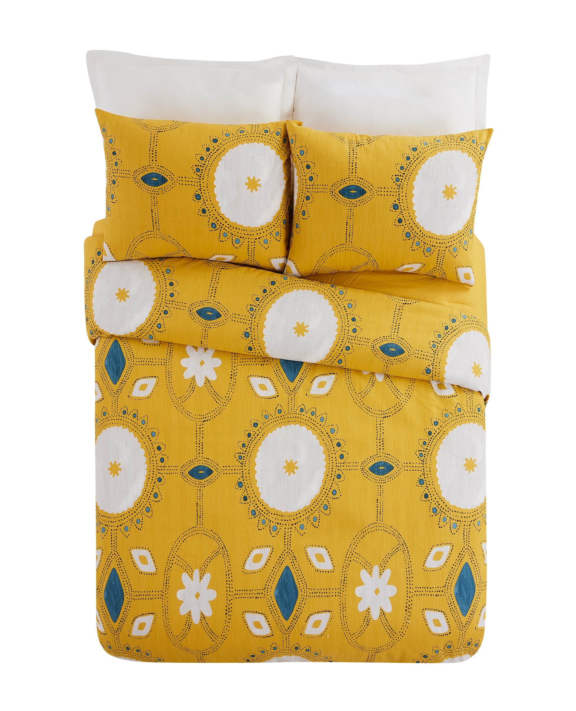 Lemieux Et Cie Duvet Cover Set with mustard and white pattern.