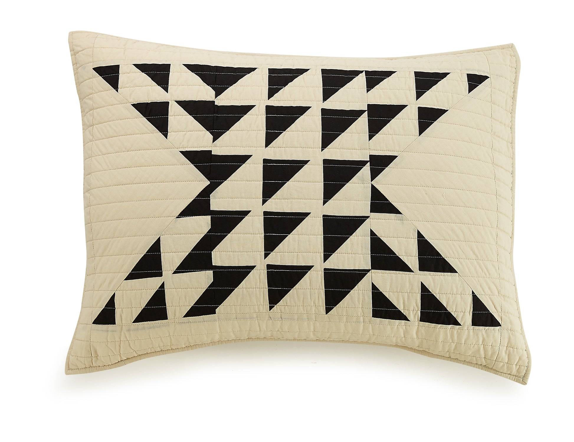 Geometric, black and ivory pillow sham