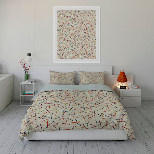 Light and bright bedroom with playful Sherpa Comforter Set featuring colorful adjoining lines.
