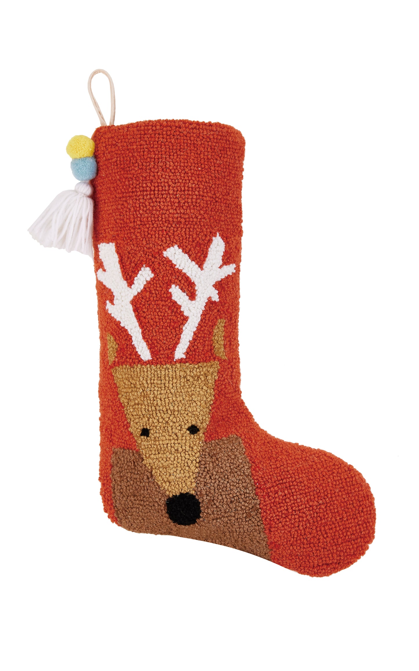 Red, Reindeer Holiday Tassel Stocking